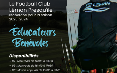 ENCADREMENT | LE CLUB RECHERCHE DES ÉDUCATEURS(TRICES) BÉNÉVOLES POUR LA SAISON 2023-2024