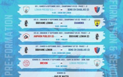 AGENDA | LES RENCONTRES DU WEEK-END DU 16/17 SEPTEMBRE 2023