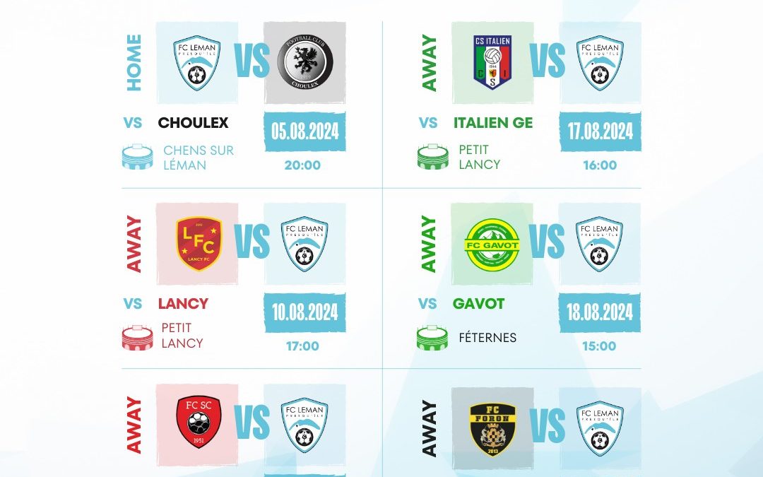 SÉNIORS | LE PROGRAMME DES MATCHS AMICAUX